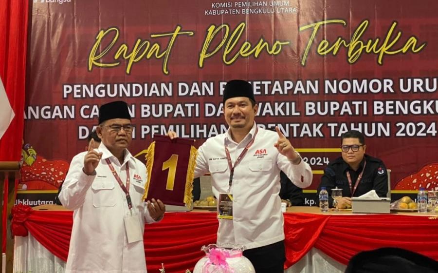 Pasangan Arie Sumarno dapatkan Nomor Urut 1 di Pilkada Bengkulu Utara