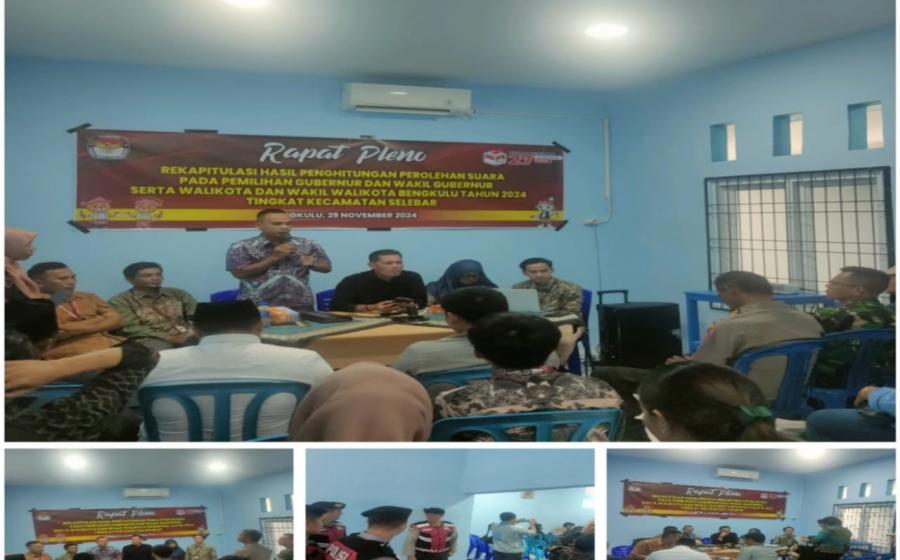Kapolsek Selebar dan Personel, Hadiri Serta Berikan Pengamanan Rapat Pleno Rekapitulasi Suara Kecamatan Selebar 