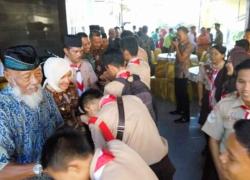 Wawali Patriana Sosialinda saat Halal Bi Halal bersama Kwarcab Pramuka