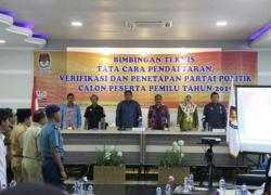 Bimbingan Teknis (Bimtek) tata cara pendaftaran, verifikasi dan penetapan partai politik calon peserta pemilu tahun 2019 tingkat Kota Bengkulu