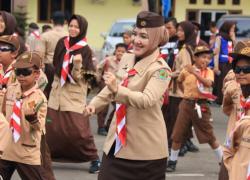 Pemerintah Kota Bengkulu menggelar upacara dalam rangka perayaan hari pramuka ke-56 tahun di Halaman Kantor Walikota, Bentiring, Rabu (30/08/2017