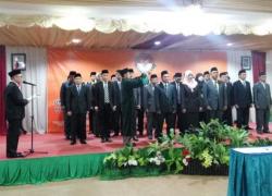 Badan Pengawas Pemilu (Bawaslu) Provinsi Bengkulu melantik dan mengambil sumpah puluhan anggota panitia pengawas Pemilu (Panwaslu) kota/kabupaten se- Provinsi Bengkulu, di Hotel Raffles City, Kota Bengkulu, Jumat (25/08/2017)